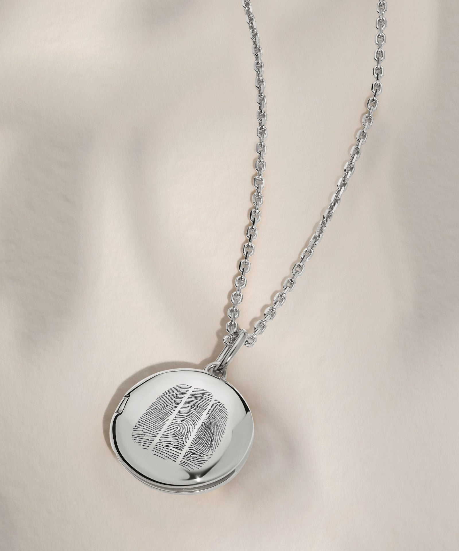 The Trio Fingerprint Round Locket Necklace