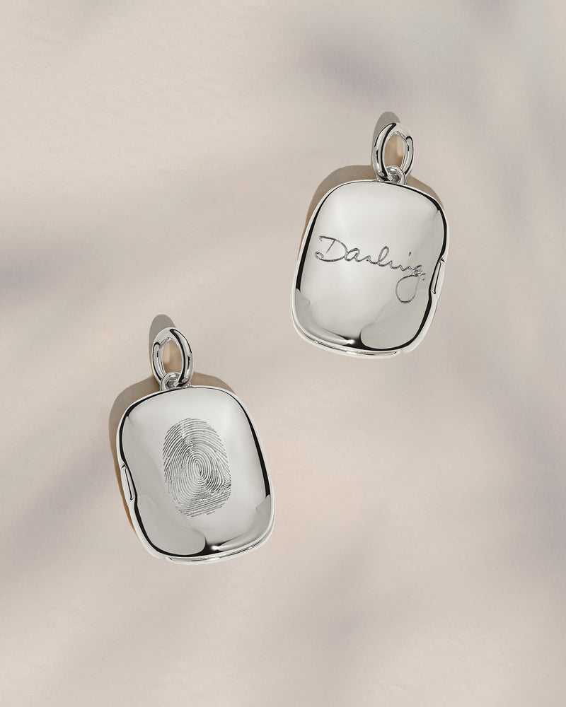 The Fingerprint & Handwriting Rectangle Locket Pendant