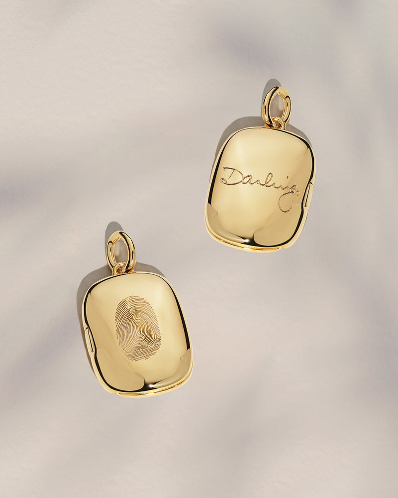 The Fingerprint & Handwriting Rectangle Locket Pendant