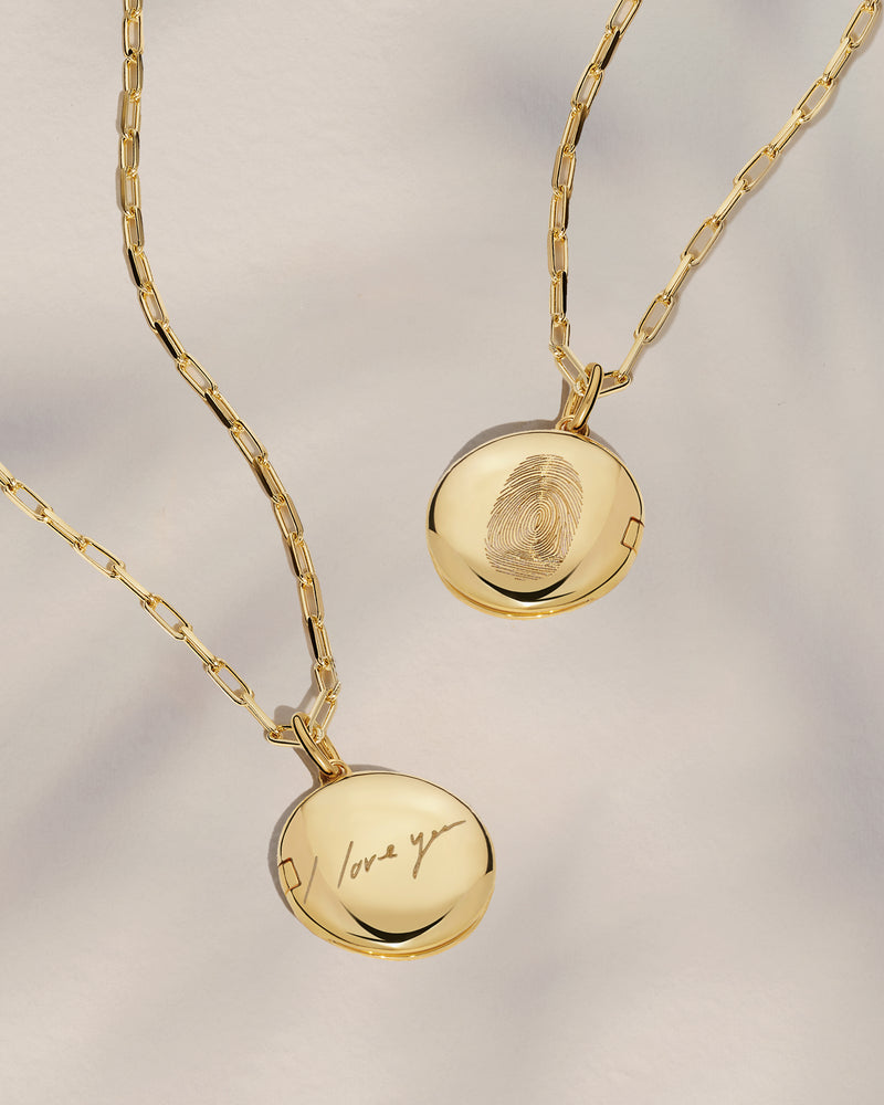 The Fingerprint & Handwriting Round Locket Necklace