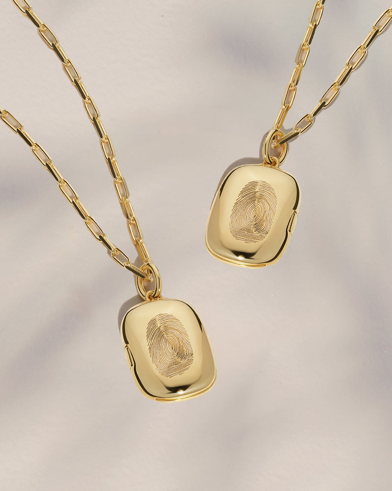 The Double Sided Fingerprint Rectangle Locket Necklace