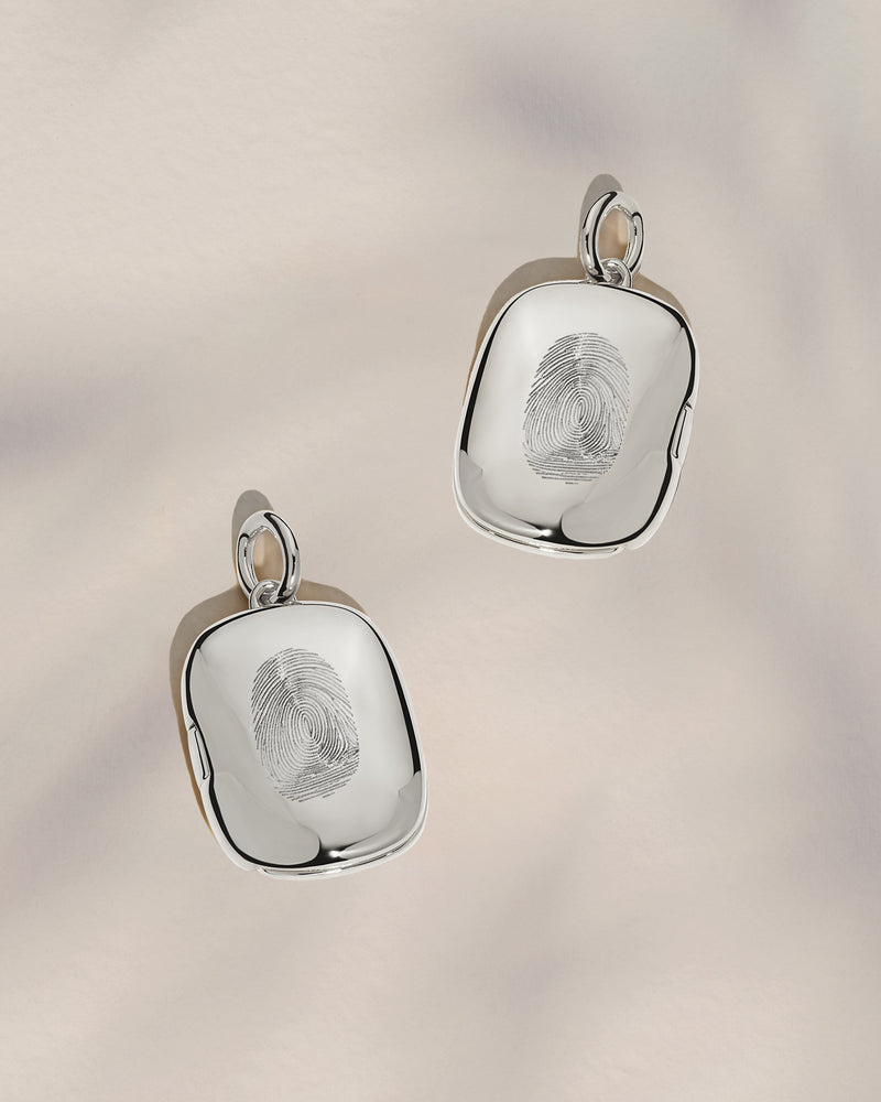 The Double Sided Fingerprint Rectangle Locket Pendant