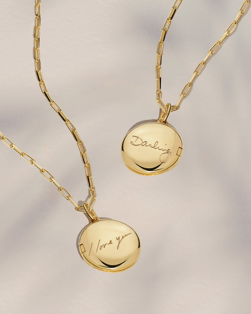 The Double Sided Handwriting Round Locket Necklace