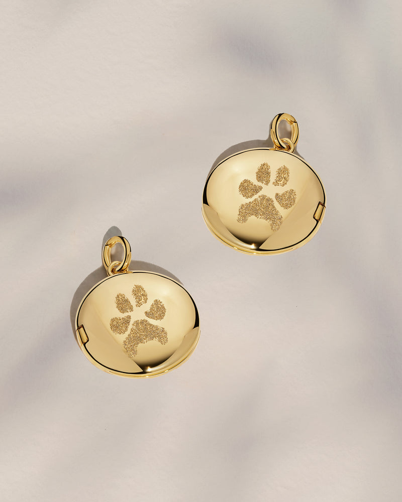 The Double Sided Paw Print Round Locket Pendant