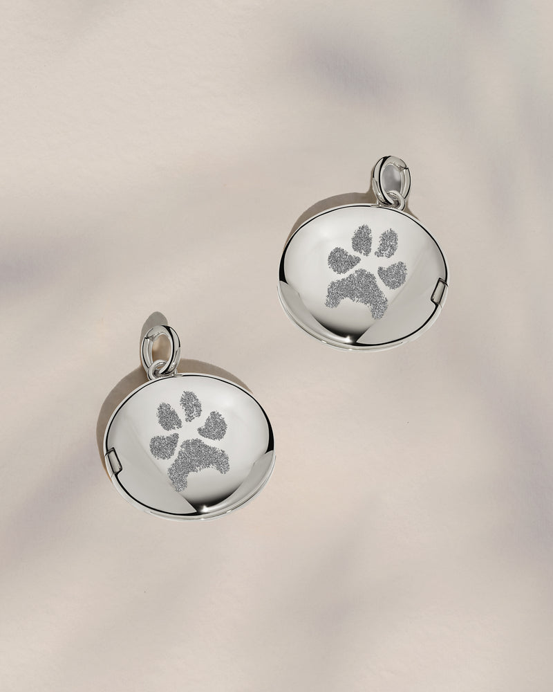 The Double Sided Paw Print Round Locket Pendant