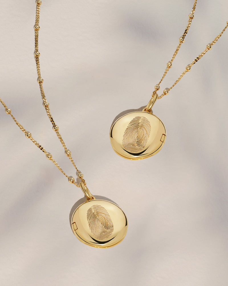 The Double Sided Fingerprint Round Locket Necklace