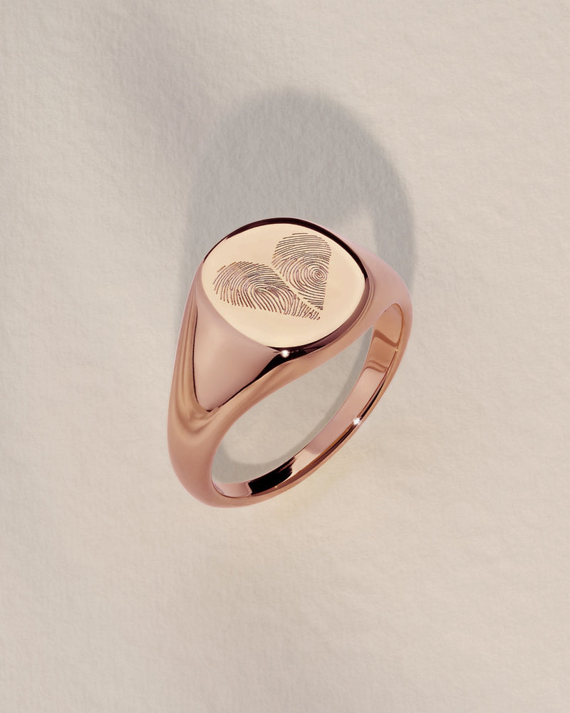 The Heart Duo Fingerprint Signet Ring | Rose Gold