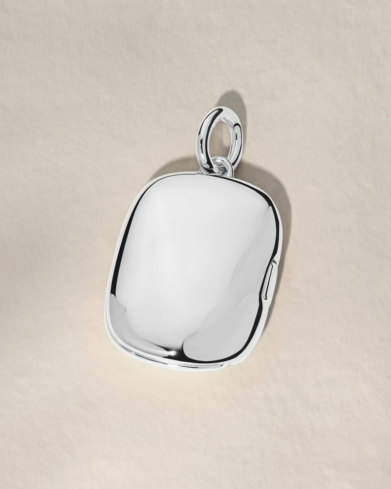 The Heart Duo Fingerprint Rectangle Locket Necklace