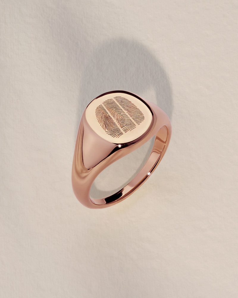 The Trio Fingerprint Signet Ring | Rose Gold