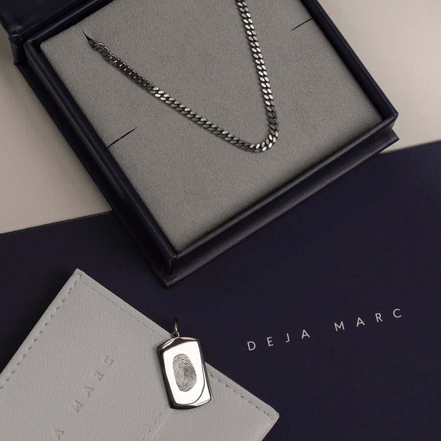 The Double Sided Fingerprint Necklace | Curb Chain - Deja Marc Australia HQ